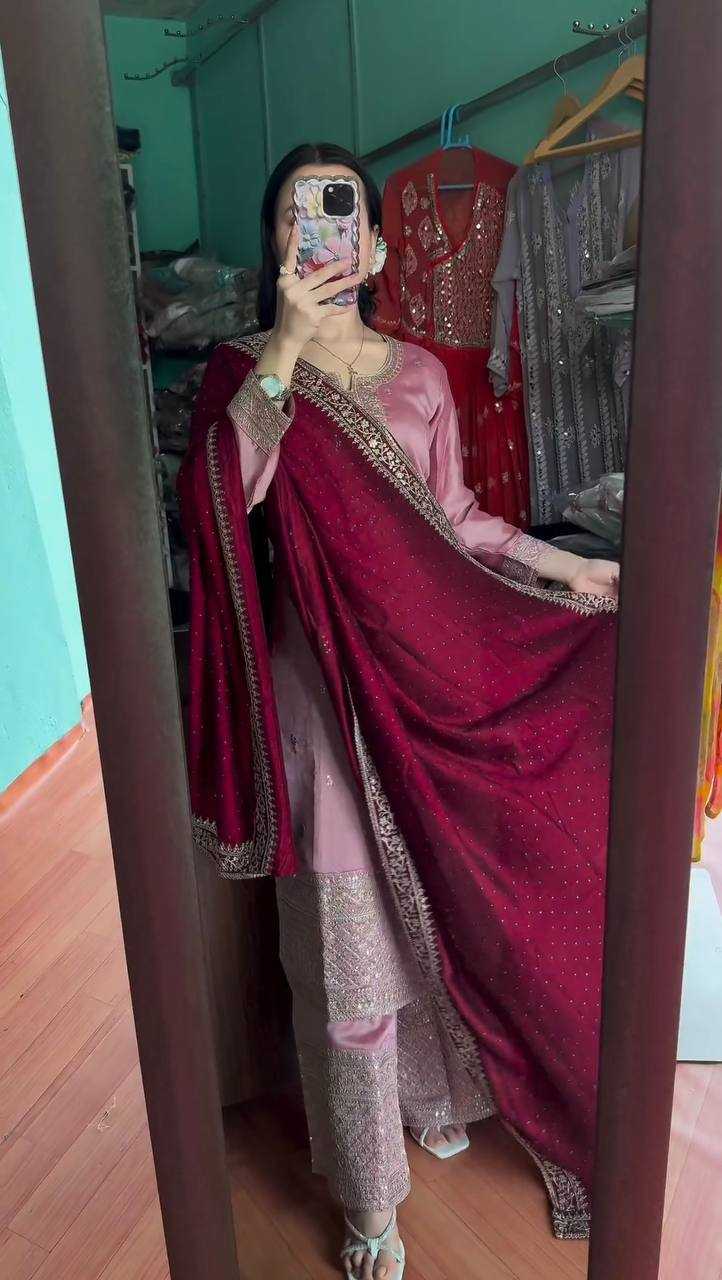 YNF CHINON KESH164 G76 SUITS & DRESSES WHOLESALE EMBROIDERED PARTY WEAR SILK LONG KURTI RED SUITS MANUFACTURE- Kapda Export