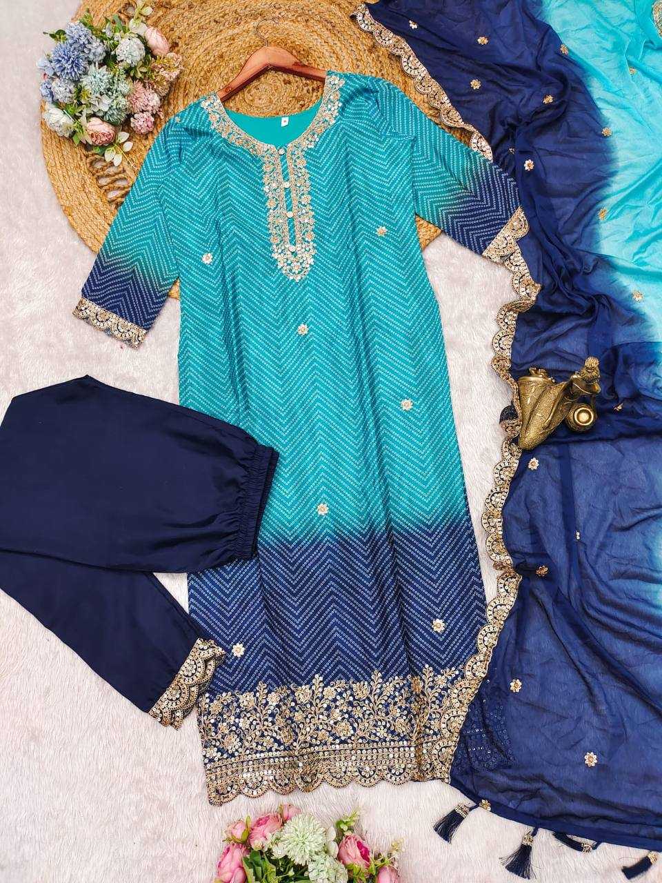 YNF CHINON KESH211 LDY112 SUITS & DRESSES WHOLESALE EMBROPIDERY PRINTED BANDHANI WEDDING SUITS MANUFACTURE- Kapda Export