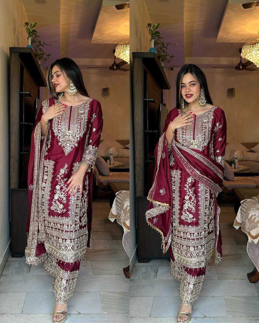 YNF CHINON SILK KESH123 5146 SUITS & DRESSES WHOLESALE PAKISTANI EMBROIDERY SILK EID COLLECTIONS SUITS MANUFACTURE- Kapda Export