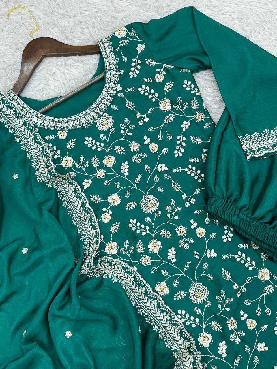 YNF CHINON SILK KESH157 1667 SUITS & DRESSES WHOLESALE EMBROIDERY PALAZZO LADIES SILK WEDDING SUITS MANUFACTURER- Kapda Export