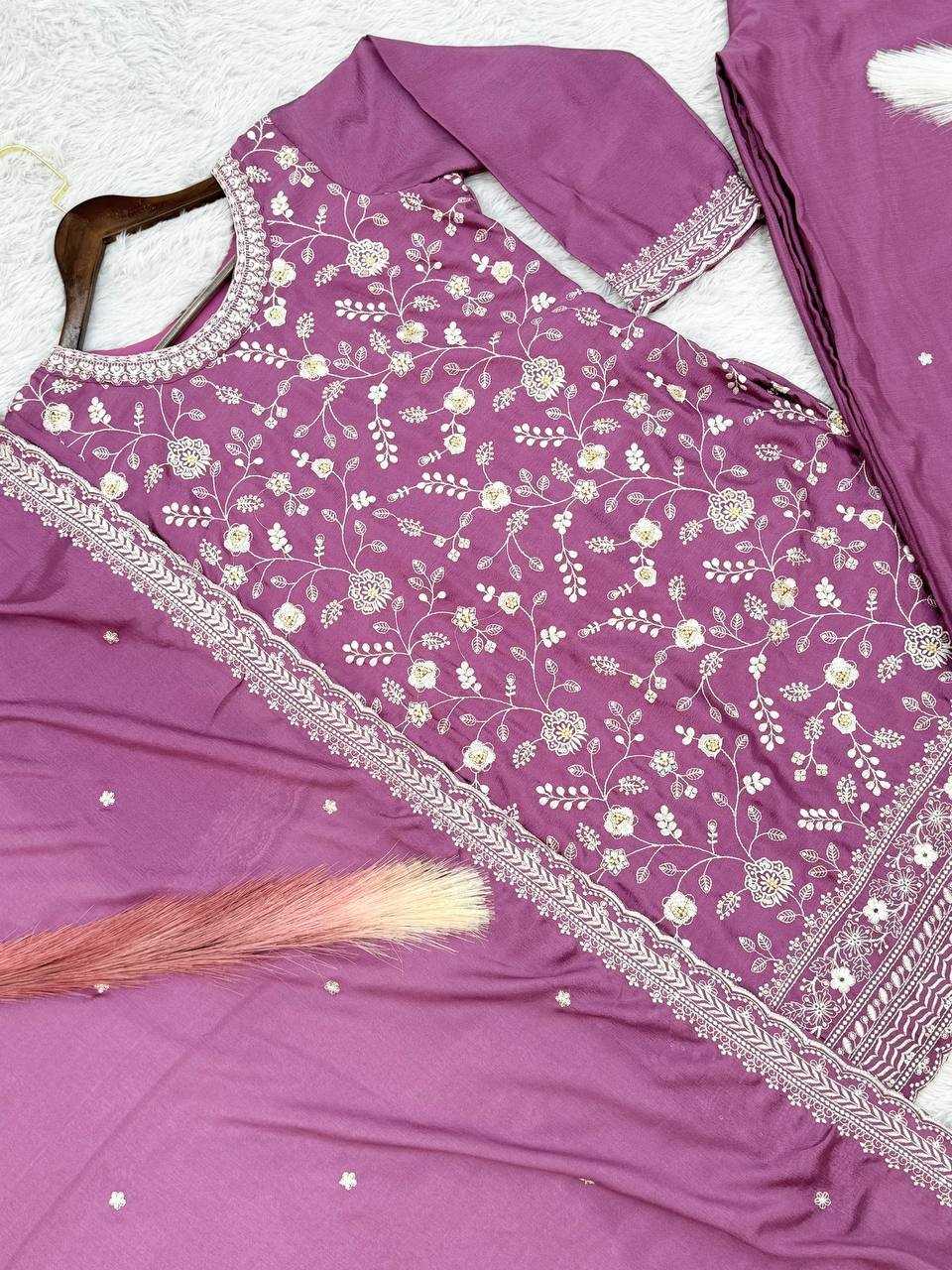 YNF CHINON SILK KESH157 1667 SUITS & DRESSES WHOLESALE EMBROIDERY PALAZZO LADIES SILK WEDDING SUITS MANUFACTURER- Kapda Export