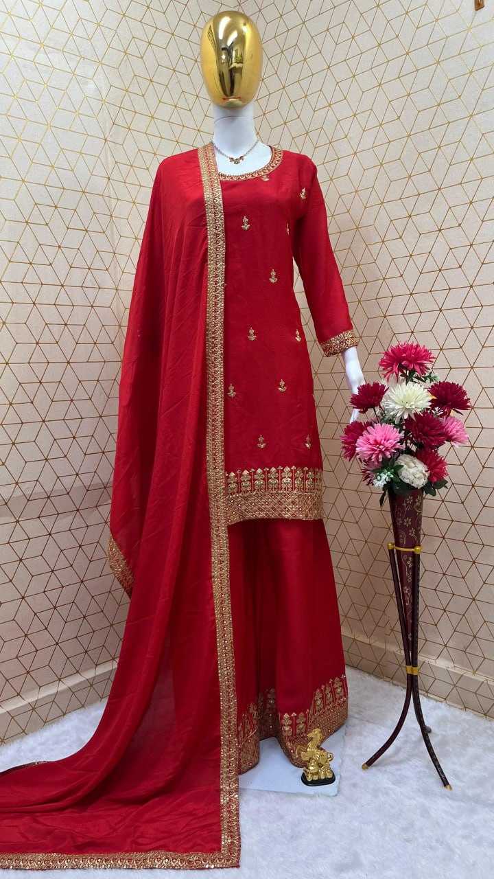 YNF CHINON SILK KESH247 7030 SUITS & DRESSES WHOLESALE EMBROPIDERY SHARARA SALWAR SILK PARTY WEDDING SUITS MANUFACTURE- Kapda Export