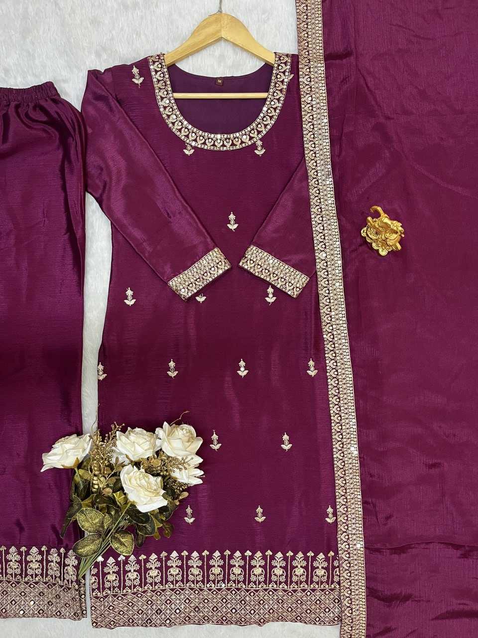 YNF CHINON SILK KESH247 7030 SUITS & DRESSES WHOLESALE EMBROPIDERY SHARARA SALWAR SILK PARTY WEDDING SUITS MANUFACTURE- Kapda Export