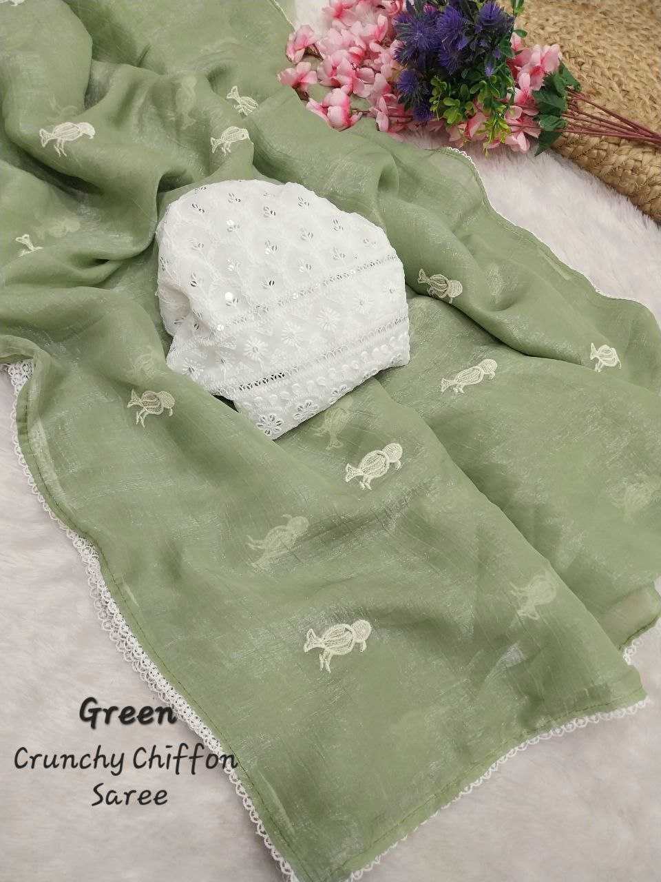 YNF COTTON CAMBRIC RIN171 406 SAREES WHOLESALE LADIES COTTON LACE BORDERE EMBROIDEREY SAREES MANUFACTURER- Kapda Export