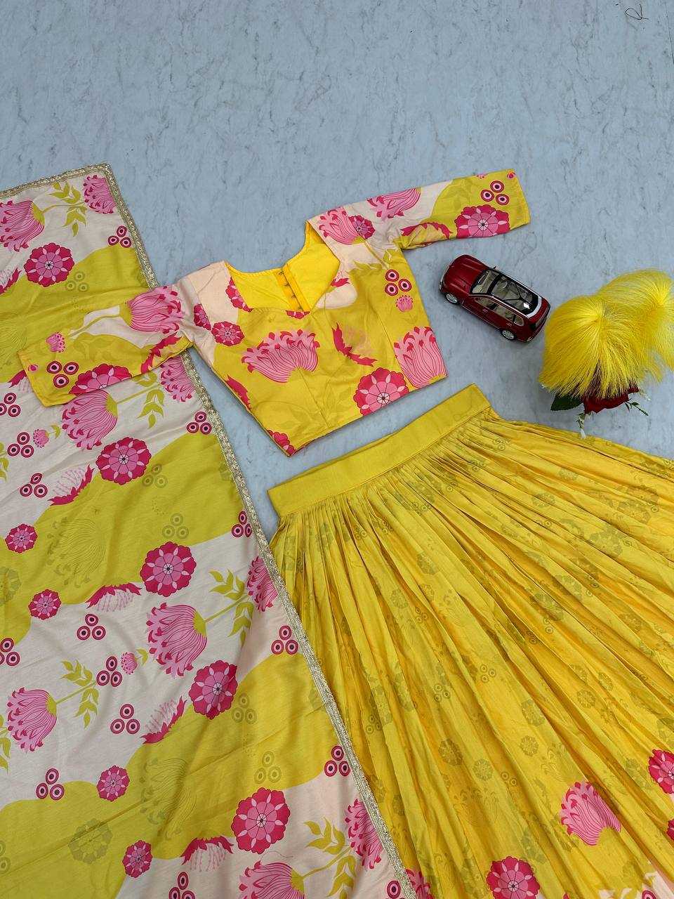 YNF COTTON KESH119 465 LEHENGAS WHOLESALE YELLOW TRADITIONAL PRINTED LEHENGAS MANUFACTURER- Kapda Export