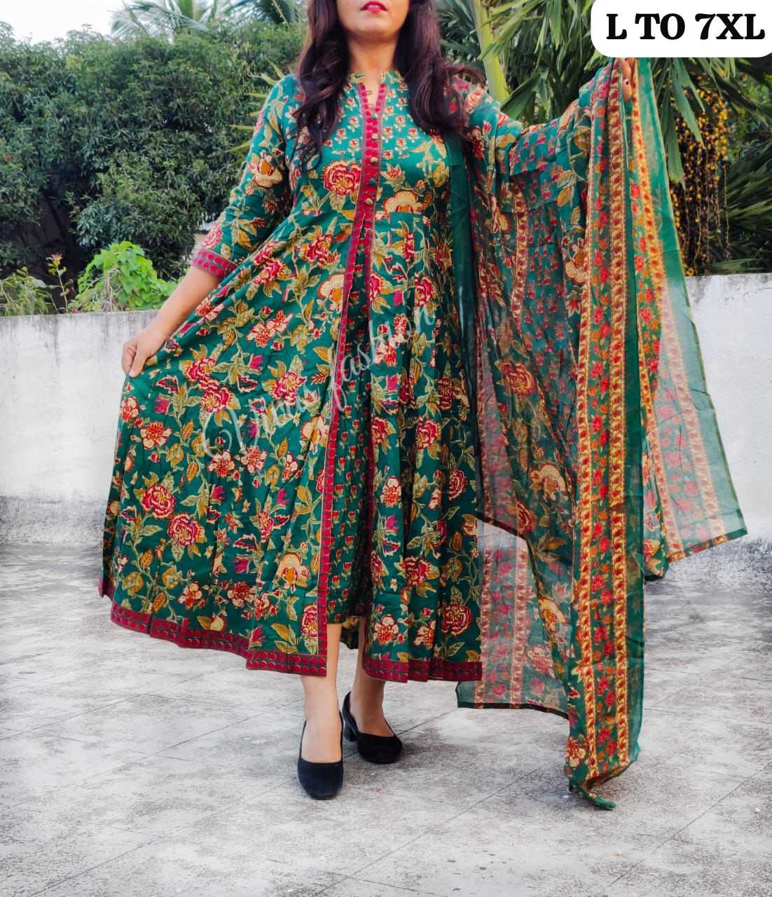 YNF COTTON KESH256 RNF18 SUIT WHOLESALE LONG ANARAKLI COTTON PRINTED LADIES LONG SUIT MANUFACTURER- Kapda Export