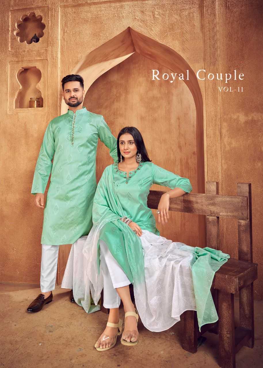 YNF COTTON RIN131 11 COUPLE WEAR WHOLESALE MENS KURTA PAYJAM & FEMALE KURTIS BOTTOM MANUFACTURER- Kapda Export