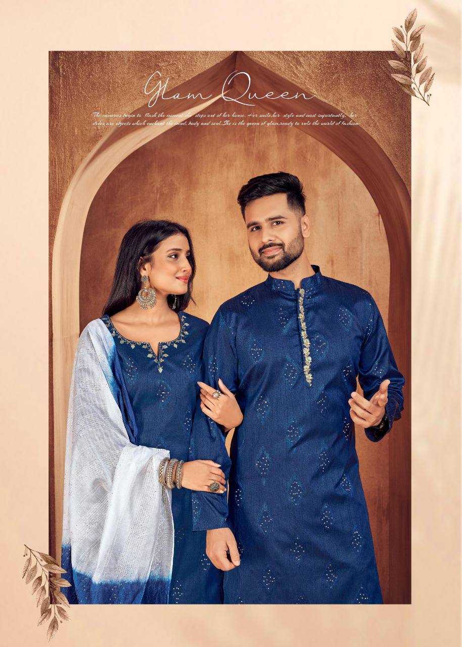 YNF COTTON RIN131 11 COUPLE WEAR WHOLESALE MENS KURTA PAYJAM & FEMALE KURTIS BOTTOM MANUFACTURER- Kapda Export