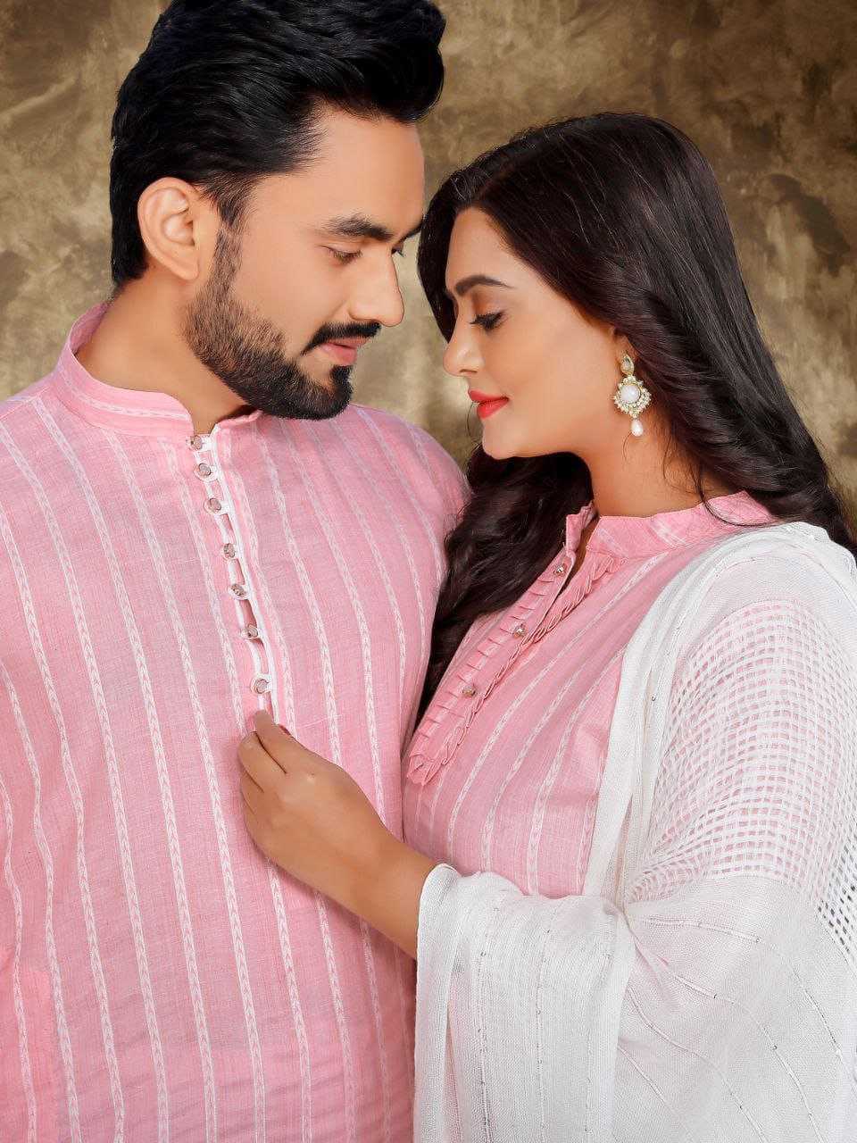 YNF COTTON RIN191 Madhu-Baala COUPLE WEAR WHOLESALE MENS KURTA PAYJAM & FEMALE KURTIS BOTTOM MANUFACTURER- Kapda Export