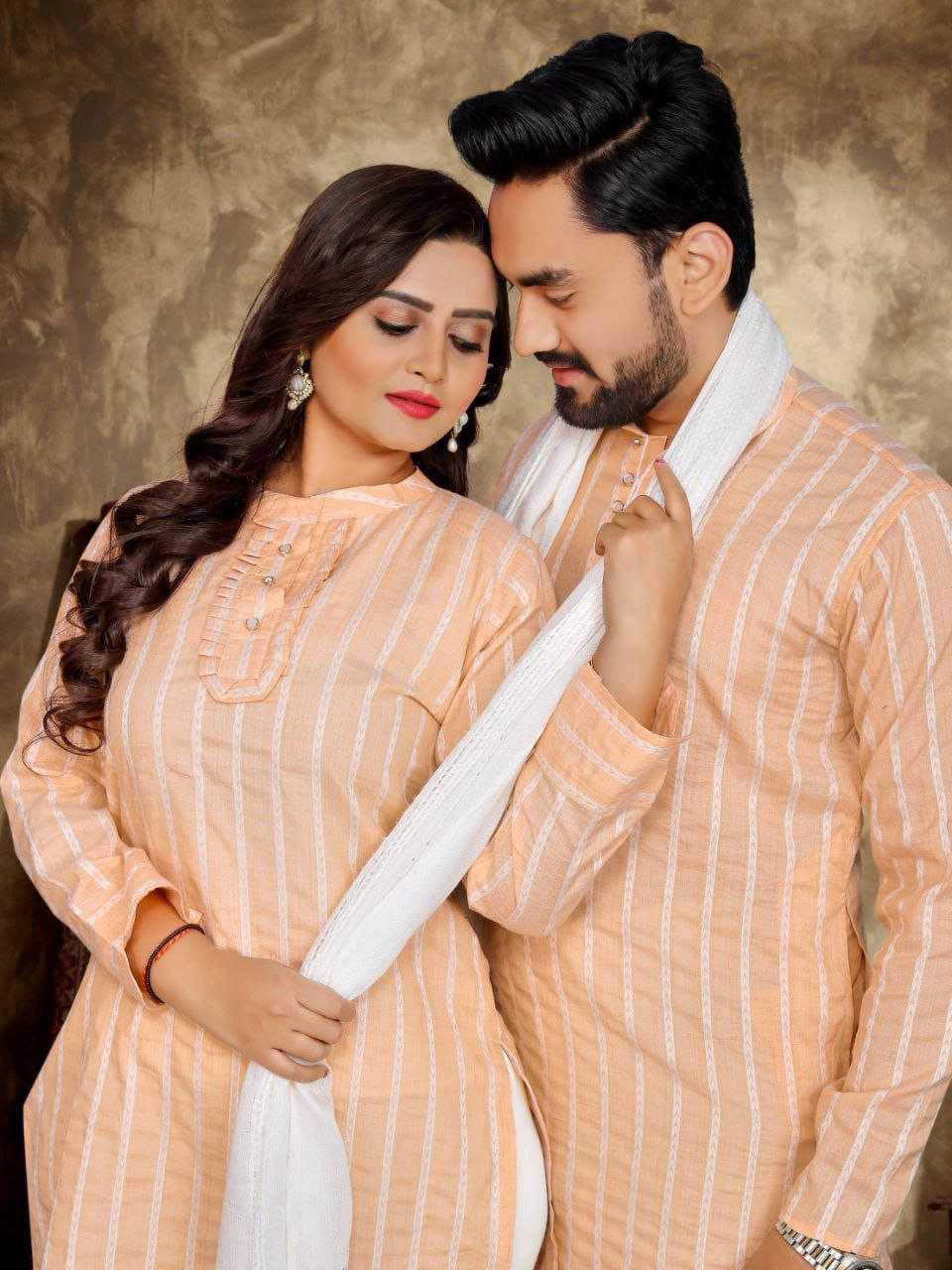 YNF COTTON RIN191 Madhu-Baala COUPLE WEAR WHOLESALE MENS KURTA PAYJAM & FEMALE KURTIS BOTTOM MANUFACTURER- Kapda Export