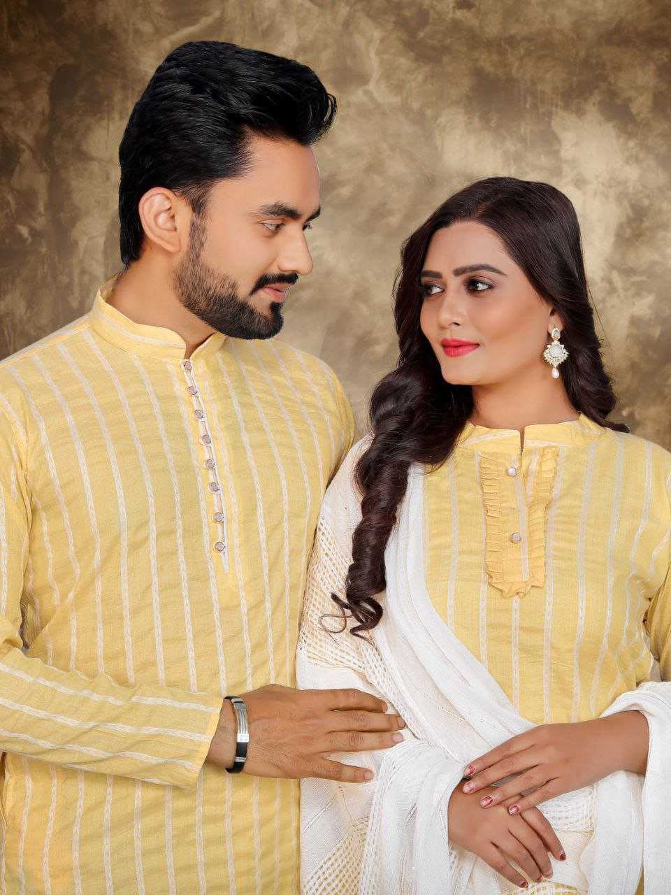 YNF COTTON RIN191 Madhu-Baala COUPLE WEAR WHOLESALE MENS KURTA PAYJAM & FEMALE KURTIS BOTTOM MANUFACTURER- Kapda Export