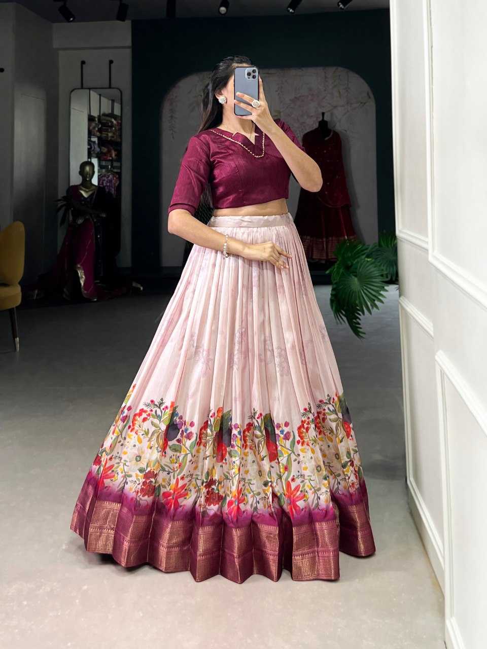 YNF COTTON SILK KESH136 1128 LEHENGAS WHOLESALE LEHENGA WITH BLOUSE SILK PRINTED LEHENGAS MANUFACTURER- Kapda Export