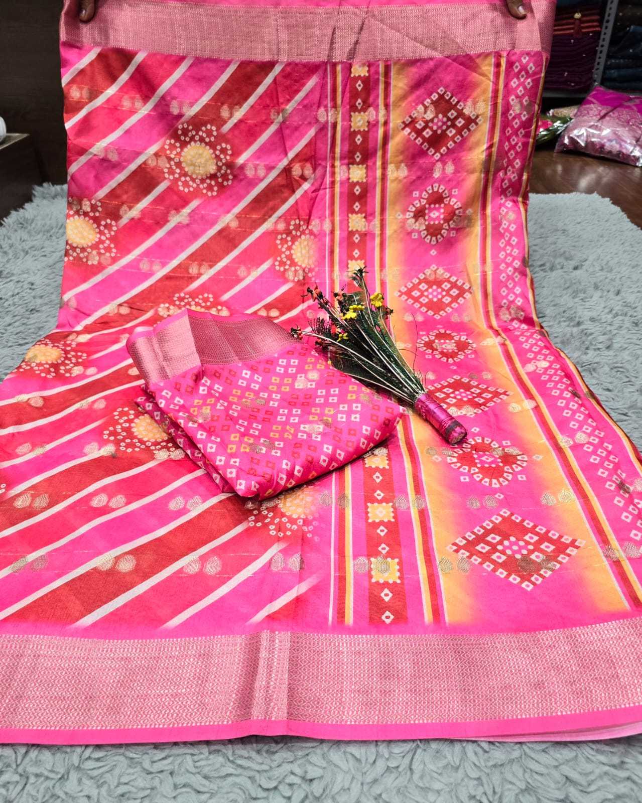 YNF DOLA SILK RIN128 RJK112 SAREES WHOLESALE DOLA SILK PRINTED SILK ZARI BORDER SILK SAREES MANUFACTURER- Kapda Export