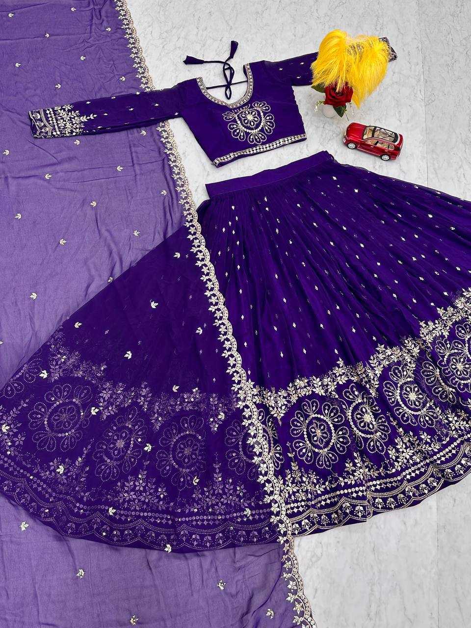 YNF GEORGETTE KESH119 016 LEHENGAS WHOLESALE GEORGETTE WEDDING BLUE EMBROIDERED ZARI WORK LEHENGAS MANUFACTURER- Kapda Export
