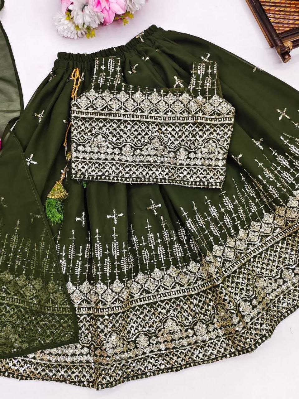 YNF GEORGETTE KESH168 Green Well KIDS WEAR WHOLESALE KIDS LEHENGA KIDS TRADITIONAL OUTFITS LEHENGA CHOLI KIDS FESTIVE WEAR KIDS WEDDING OUTFITS MANUFACTURER- Kapda Export