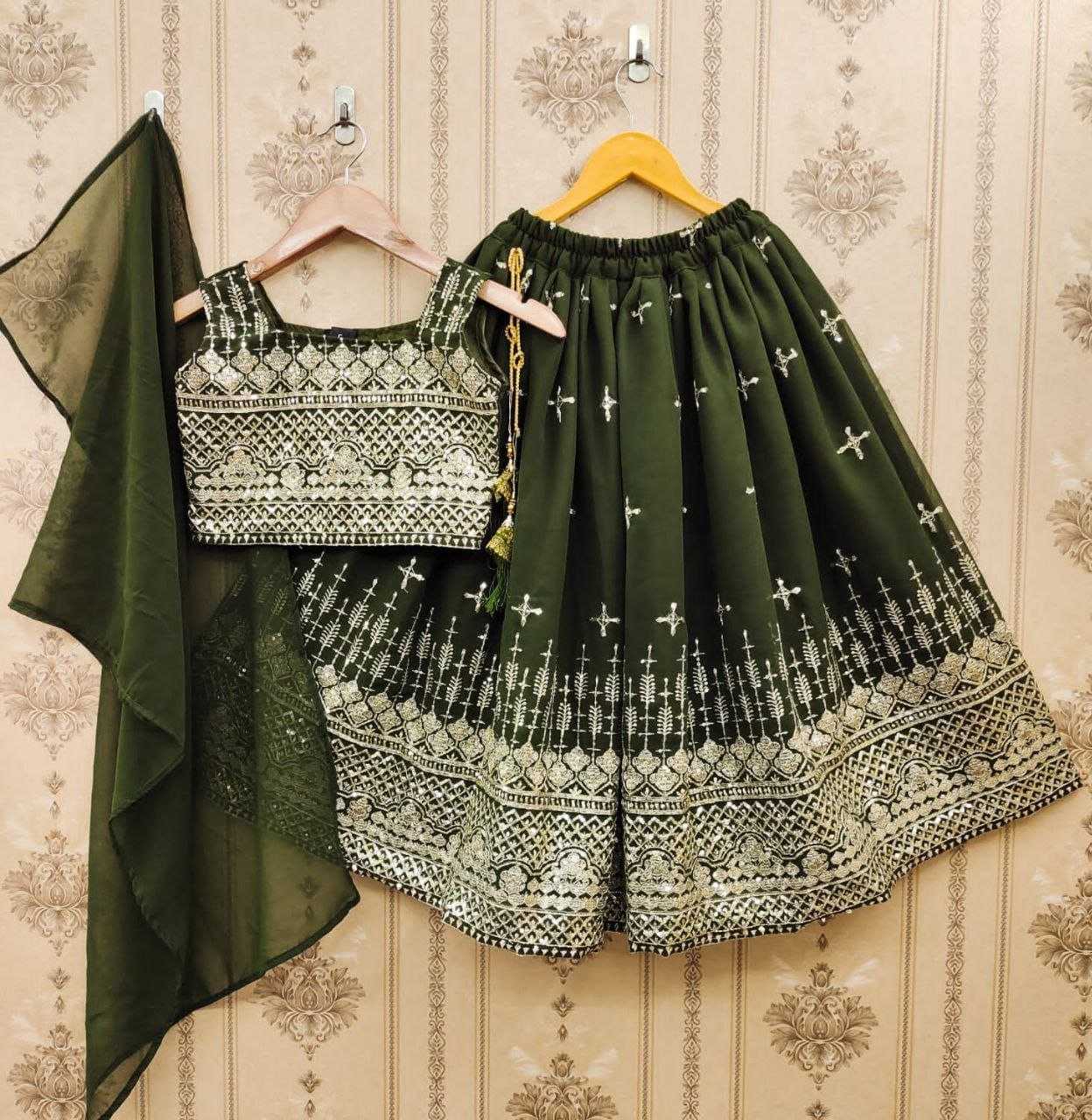 YNF GEORGETTE KESH168 Green Well KIDS WEAR WHOLESALE KIDS LEHENGA KIDS TRADITIONAL OUTFITS LEHENGA CHOLI KIDS FESTIVE WEAR KIDS WEDDING OUTFITS MANUFACTURER- Kapda Export