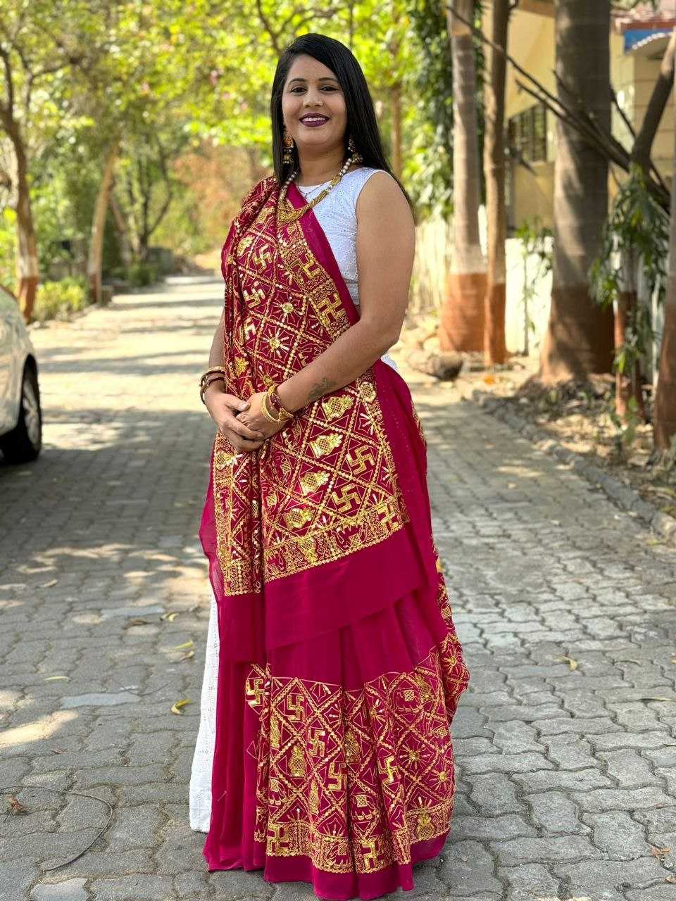 YNF GEORGETTE KESH282 KAJAL PADDING SAREES WHOLESALE EMBROIDERED GEORGETTE FESTIVEL GHARCHOLA SAREES MANUFACTURER- Kapda Export