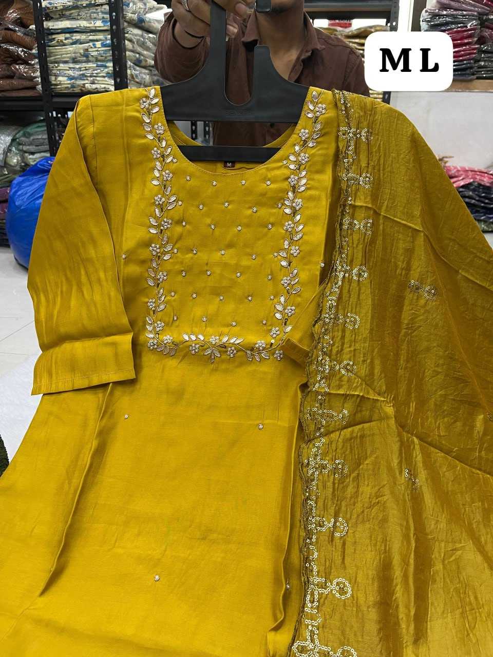 YNF HEAVY ROMAN SILK KESH258 VDA33 M TO XXL SUITS & DRESSES WHOLESALE EMBROIDEREY WEDDING LADIES SILK SUITS MANUFACTURE- Kapda Export