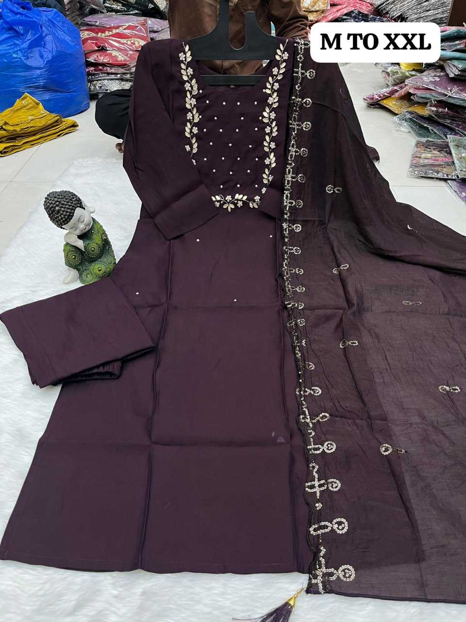 YNF HEAVY ROMAN SILK KESH258 VDA33 M TO XXL SUITS & DRESSES WHOLESALE EMBROIDEREY WEDDING LADIES SILK SUITS MANUFACTURE- Kapda Export