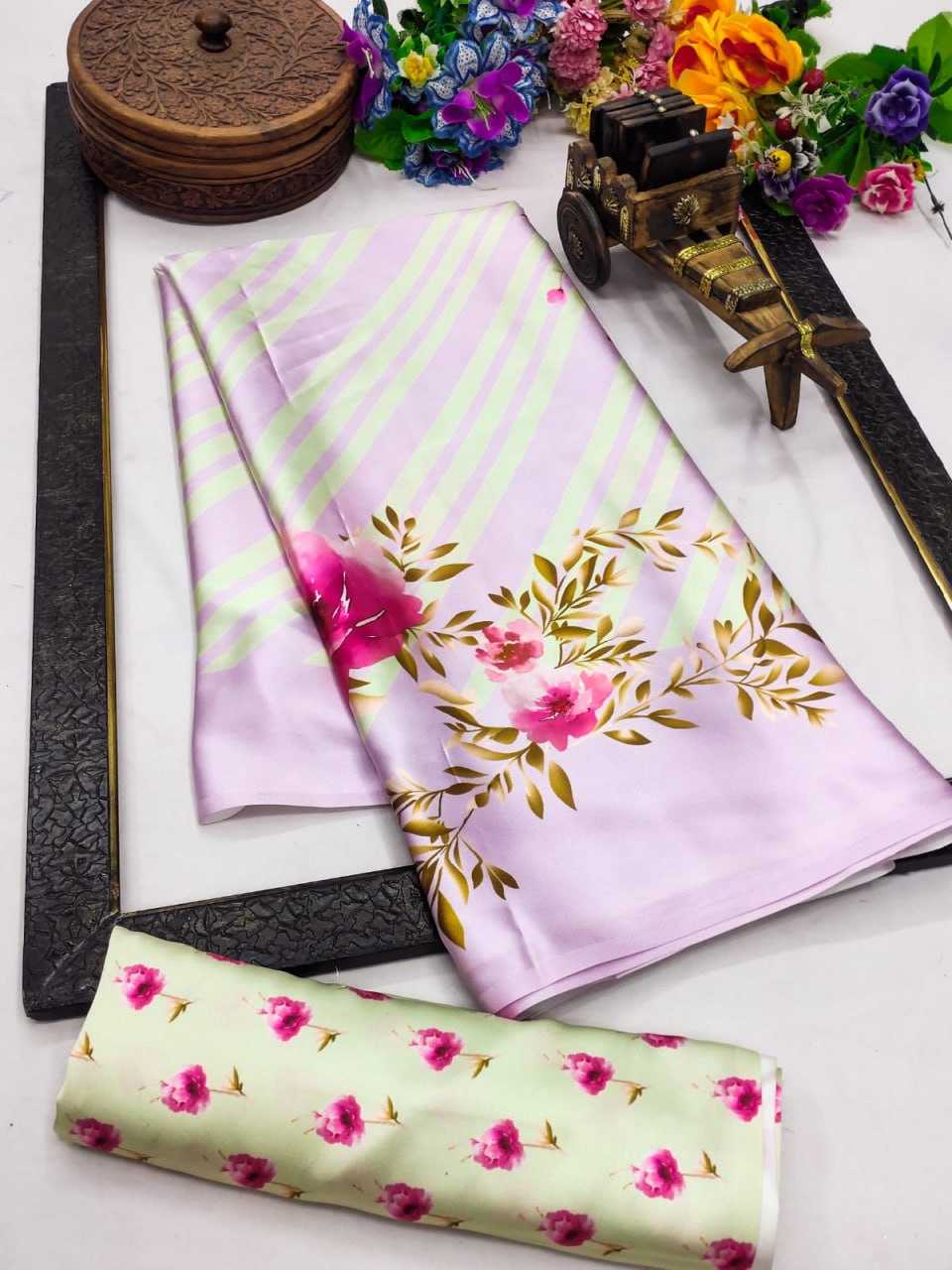 YNF JAPAN SARTIN KESH254 SUA03 SAREES WHOLESALE PRINTED PARTY WEAR SATIN SAREES MANUFACTURER- Kapda Export