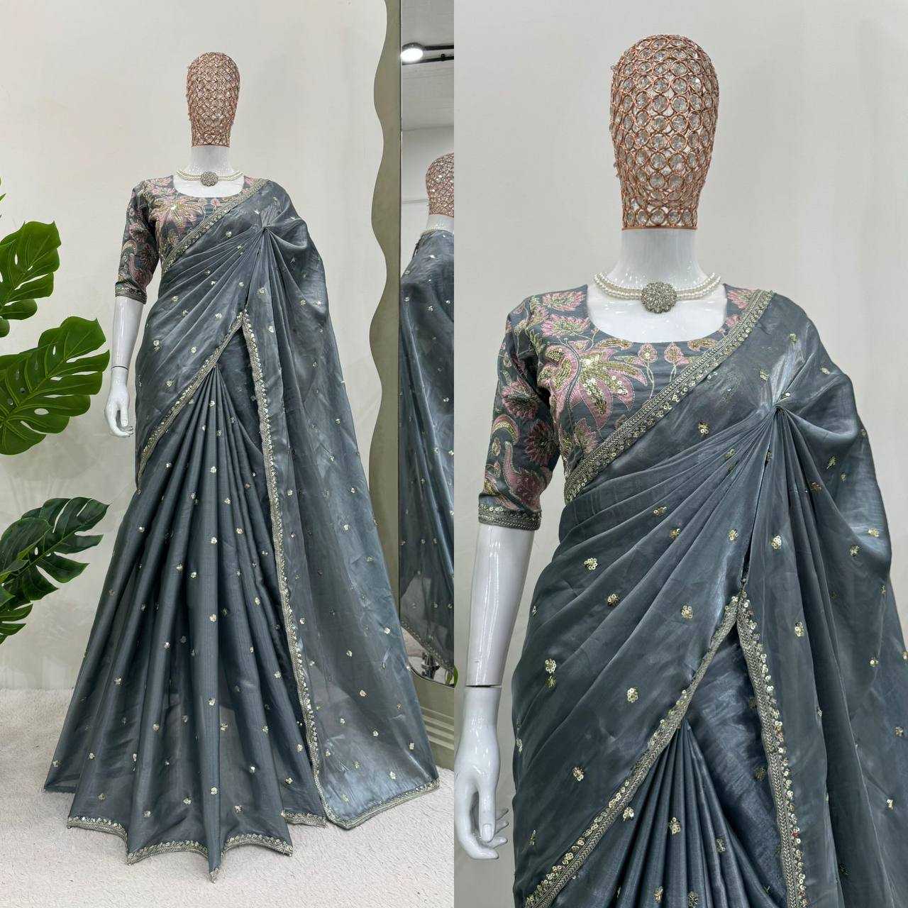 YNF JIMMY CHOO RIN133 495SAR EES WHOLESALE JIMMY CHOO PARTY WEAR SEQUENCE SAREES MANUFACTURER- Kapda Export