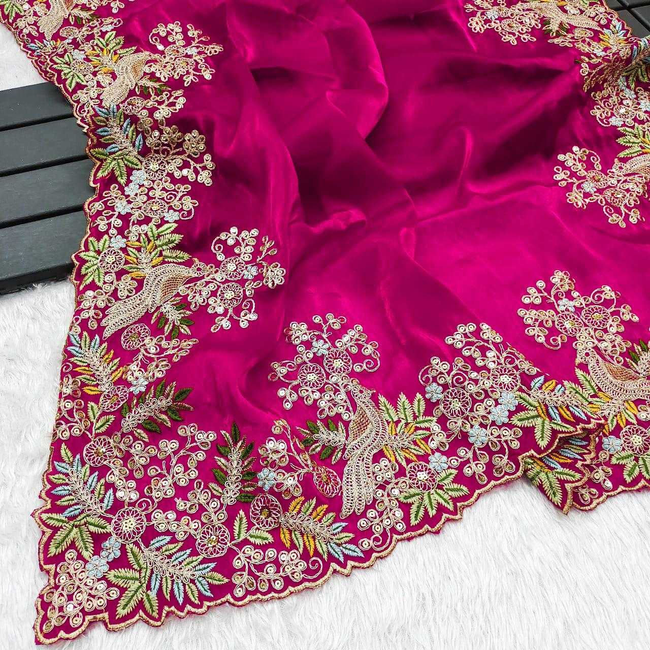 YNF JIMMY CHOO RIN134 0306 SAREES WHOLESALE SEQUENCE CUT WORK EMBROIDERED JIMMY CHOO SAREES MANUFACTURER- Kapda Export