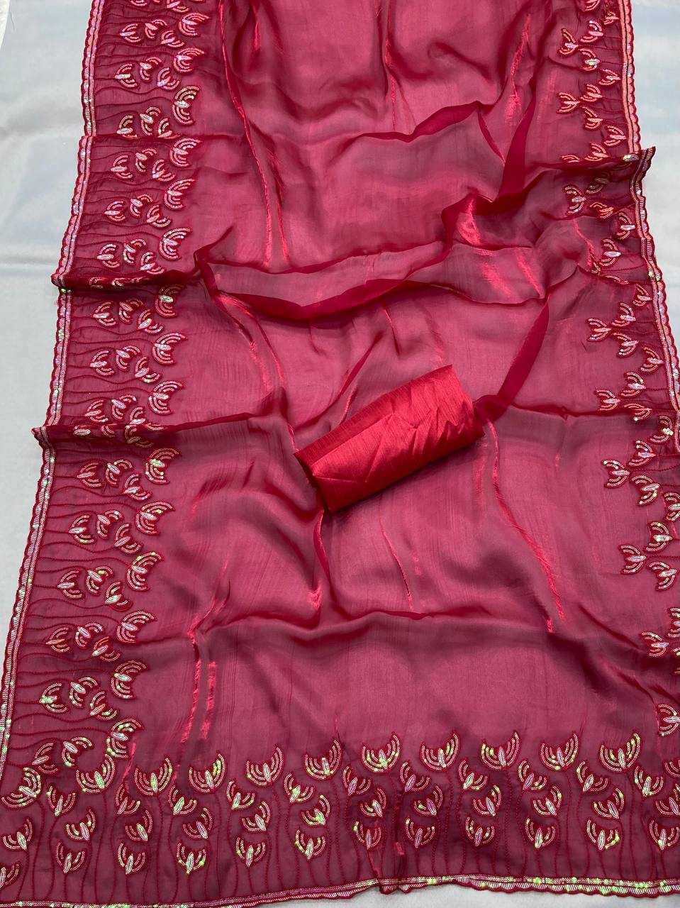 YNF JIMMY CHOO RIN188 Canberry5 SAREES WHOLESALE SEQUENCE PARTY WEAR EMBROIDERED JIMMY CHOO SAREES MANUFACTURER- Kapda Export