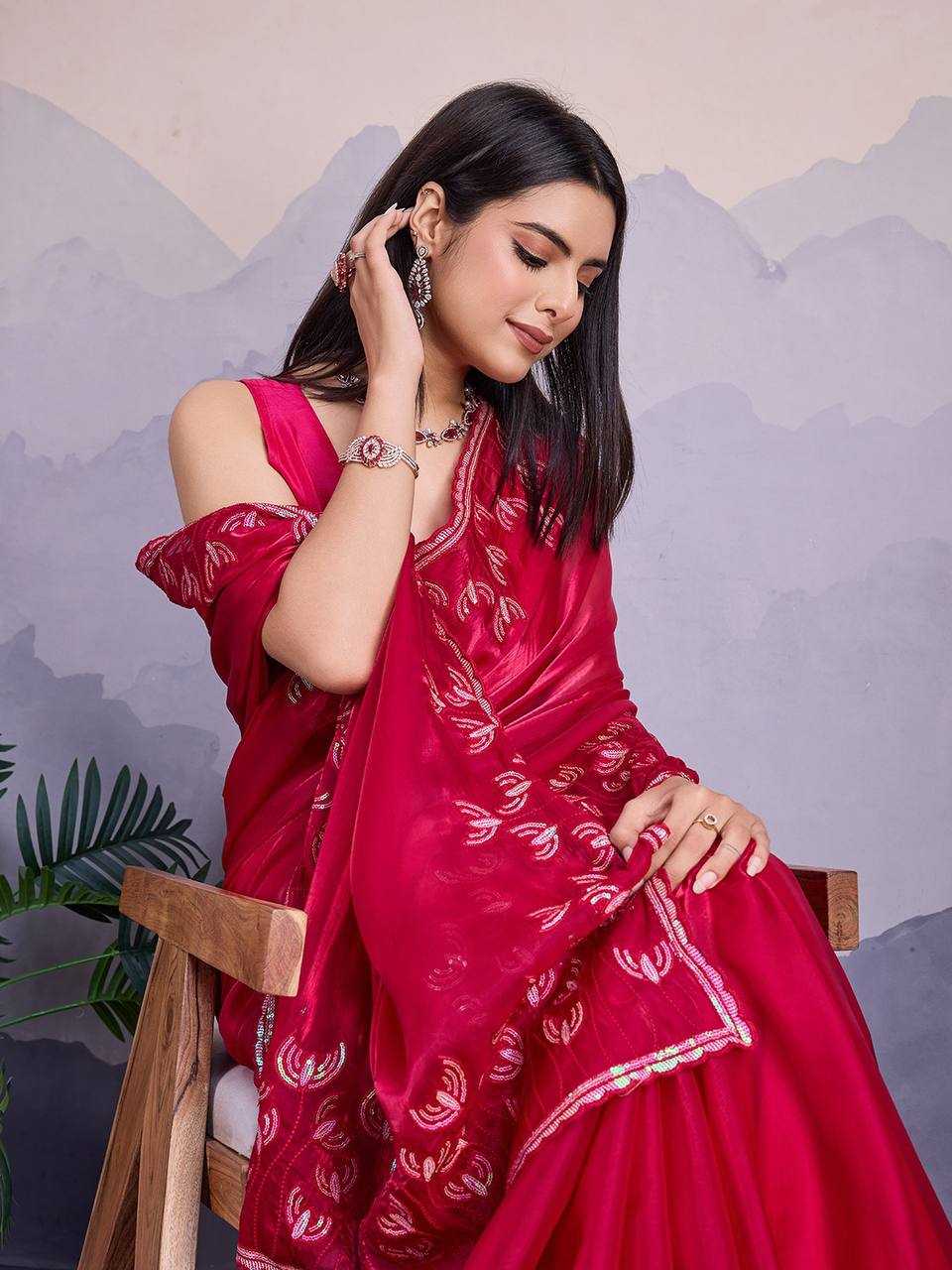 YNF JIMMY CHOO RIN188 Canberry5 SAREES WHOLESALE SEQUENCE PARTY WEAR EMBROIDERED JIMMY CHOO SAREES MANUFACTURER- Kapda Export