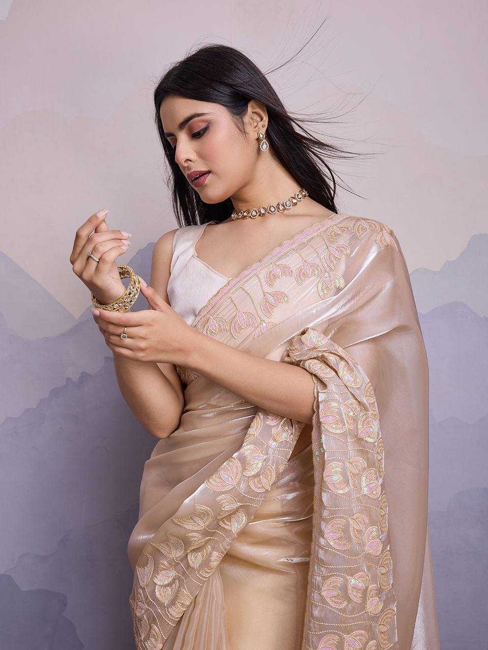 YNF JIMMY CHOO RIN188 Canberry5 SAREES WHOLESALE SEQUENCE PARTY WEAR EMBROIDERED JIMMY CHOO SAREES MANUFACTURER- Kapda Export