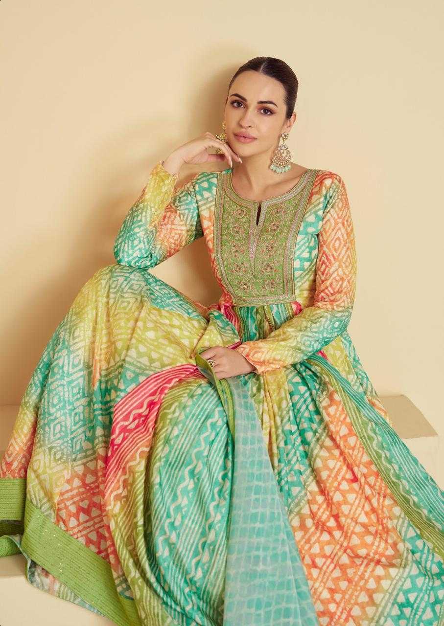 YNF MUSLIN GULKAYRA KESH235 VAARI CLOTHING BRANDS WHOLESALE GOWNS MANUFACTURER- Kapda Export