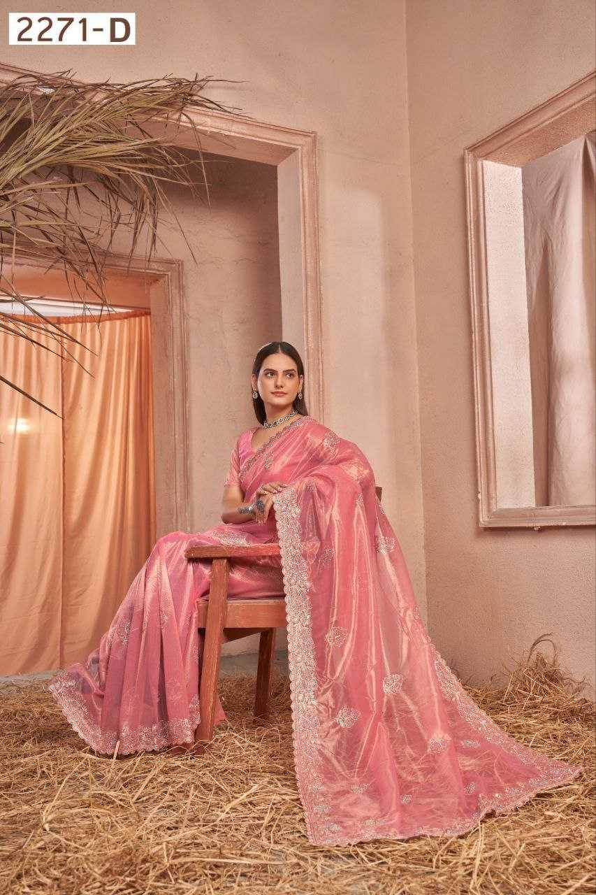 YNF NET RIN195 2271 SAREES WHOLESALE NET EMBROIDERED CUT WORK SAREES MANUFACTURER- Kapda Export