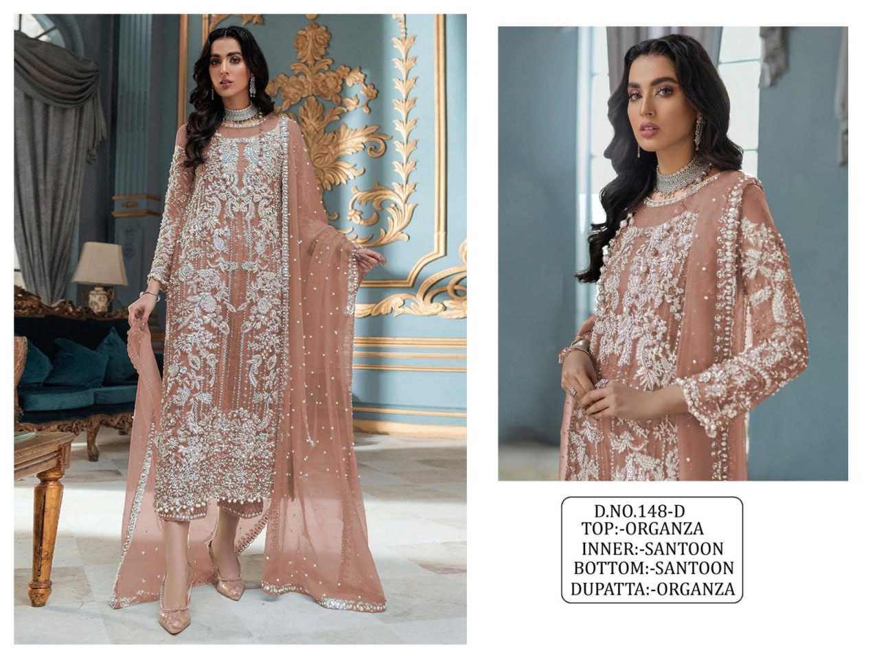 YNF ORGANZA RIN129 148 SUITS & DRESSES WHOLESALE EMBROIDERY SEMI STITCHED SUITS MANUFACTURER- Kapda Export