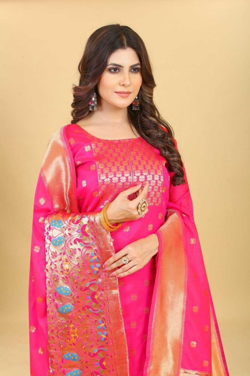 YNF PAITHANI SILK KESH217 ESHANI PAITHANI SUITS UNSTITCHED SUIT WHOLESALE  WEDDING LADSIES SILK SUITS MANUFACTURE- Kapda Export