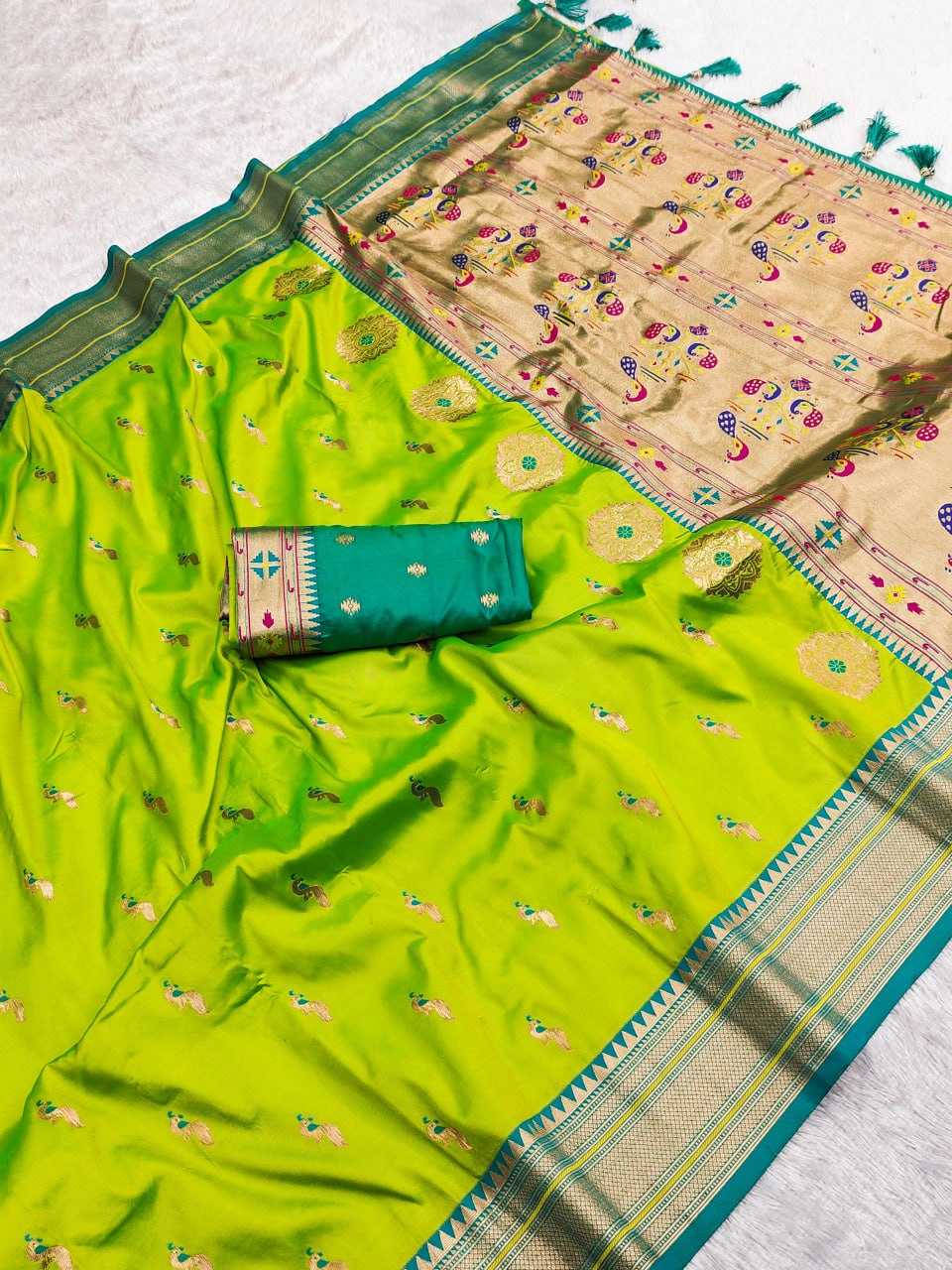 YNF PAITHANI SILK RIN150 Peacock Paithani Paithani SAREES WHOLESALE FESTIVEL PAITHANI SOFT SILK SAREES MANUFACTURER- Kapda Export