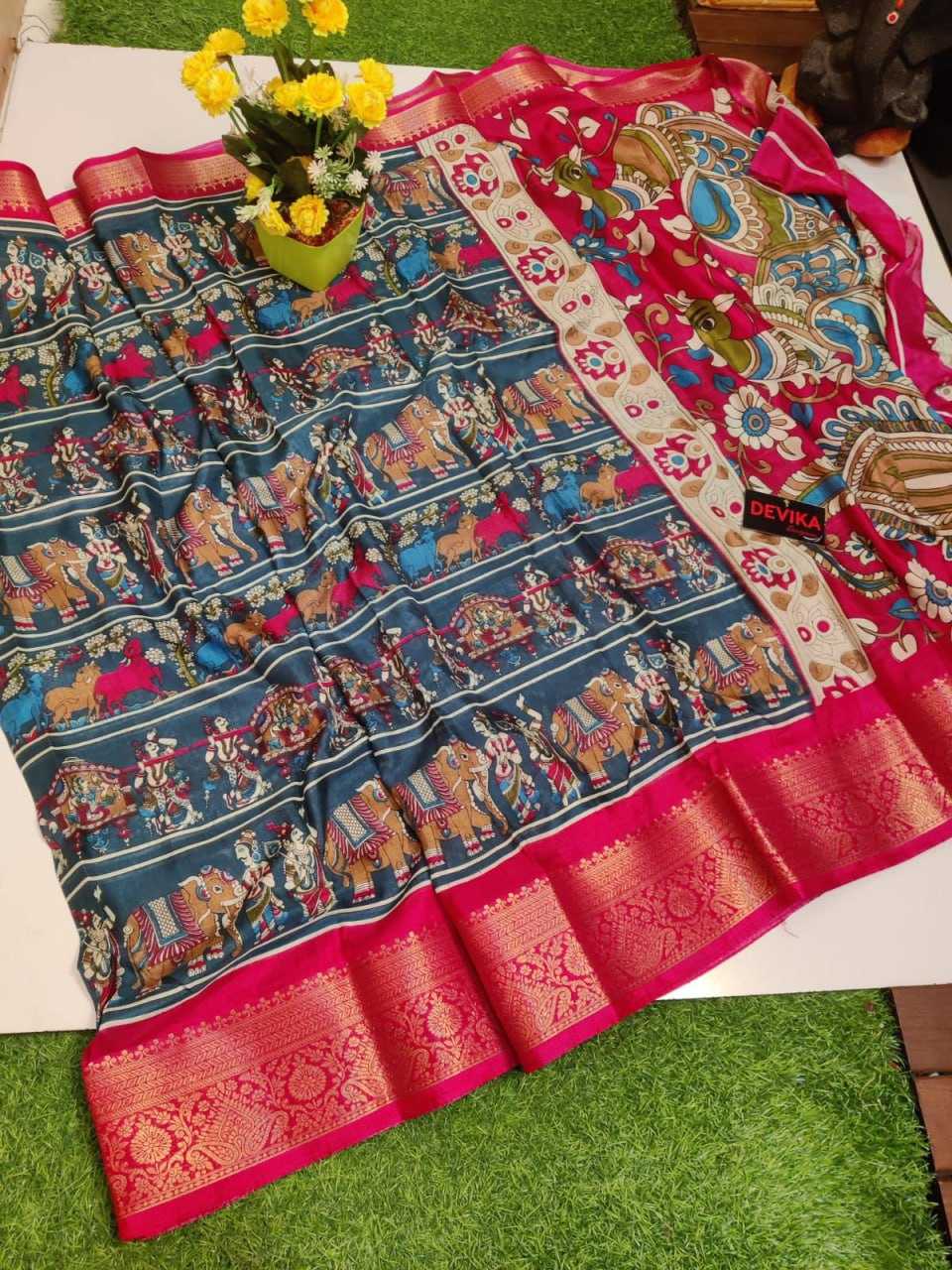 YNF PATOLA SILK KESH255 ETF02 SILK SAREES WHOLESALE PATOLA ZARI BORDER PRINTED SILK SAREES MANUFACTURER- Kapda Export