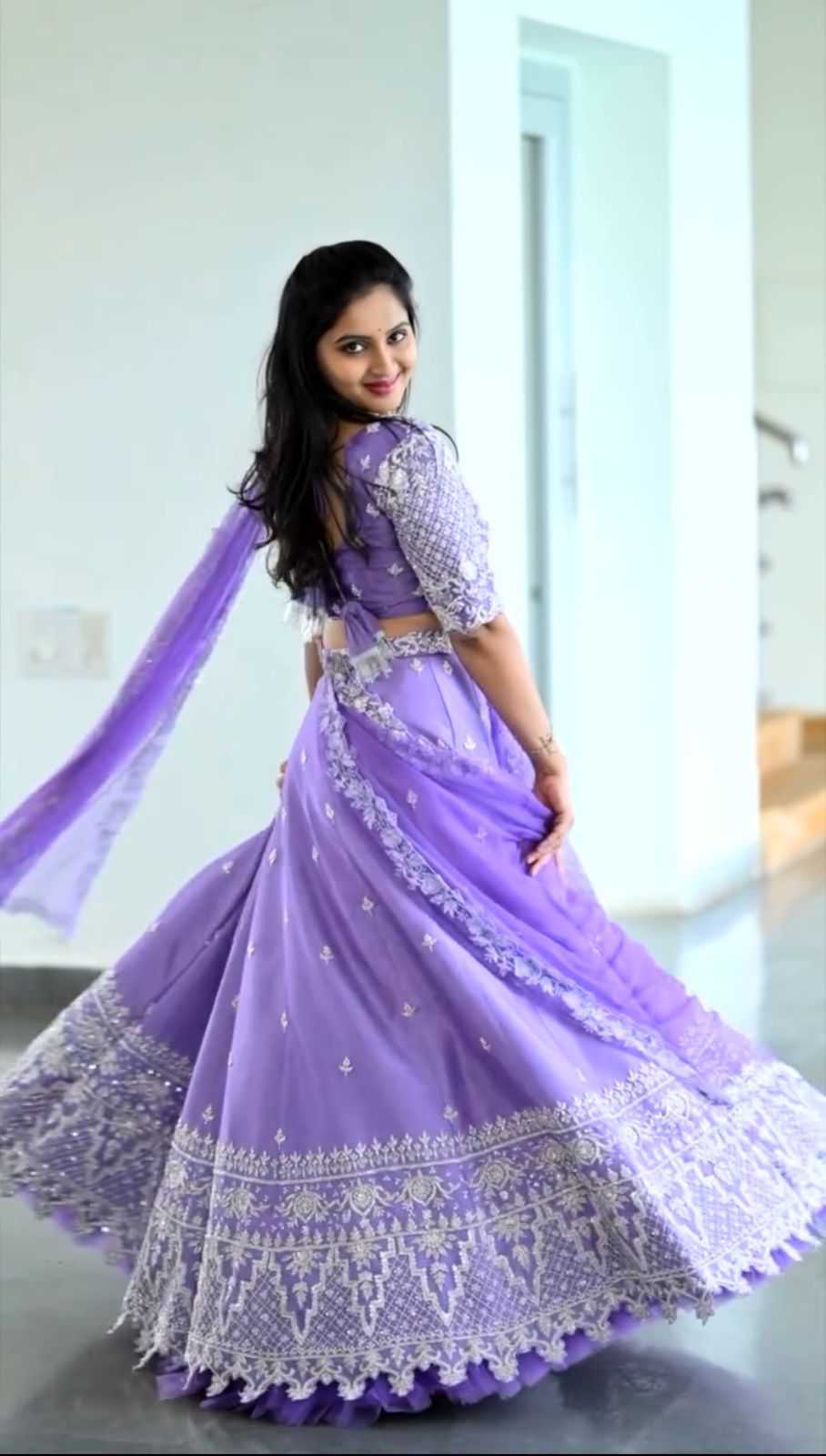 YNF PURE CHINON KESH392 VAI02 LEHENGAS WHOLESALE EMBROIDERED SEQUINS PURPLE LEHENGAS MANUFACTURER- Kapda Export