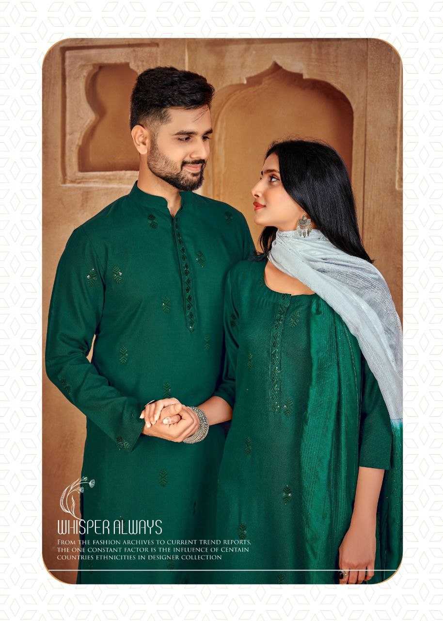 YNF PURE COTTON KESH246 Couple Goal V-2 COUPLE WEAR WHOLESALE MENS KURTA PAYJAM & FEMALE KURTIS BOTTOM MANUFACTURER- Kapda Export