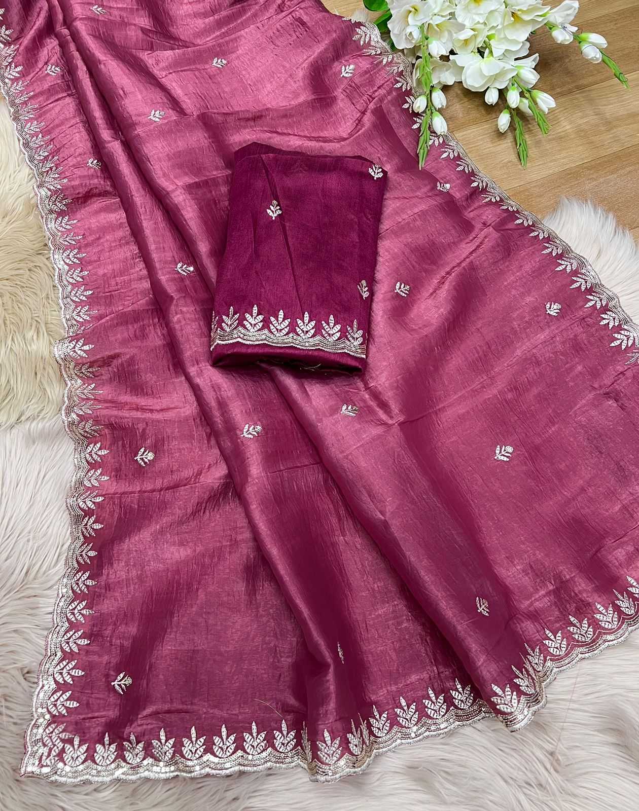 YNF SILK RIN104 APE136 SAREES WHOLESALE TISSUE SILK SAREES SEQUENCE EMBROIDERED SAREES MANUFACTURER- Kapda Export