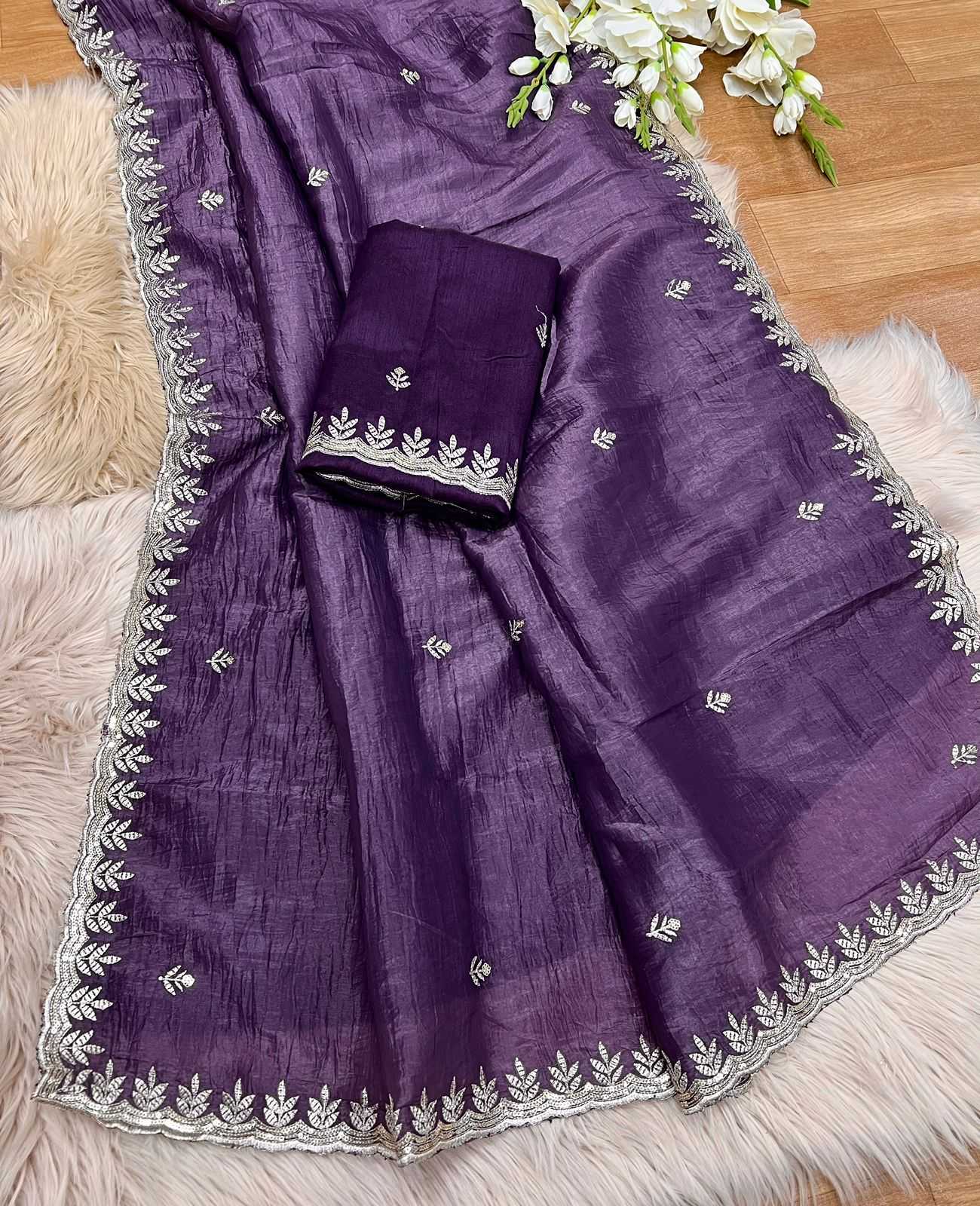 YNF SILK RIN104 APE136 SAREES WHOLESALE TISSUE SILK SAREES SEQUENCE EMBROIDERED SAREES MANUFACTURER- Kapda Export