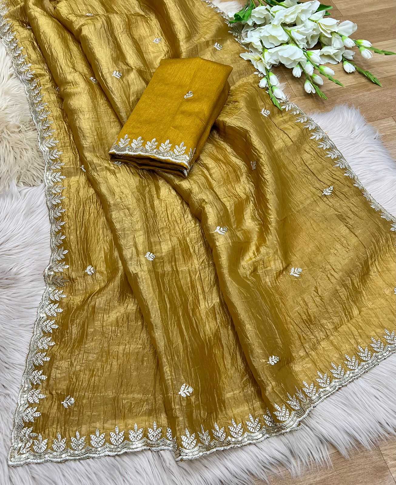 YNF SILK RIN104 APE136 SAREES WHOLESALE TISSUE SILK SAREES SEQUENCE EMBROIDERED SAREES MANUFACTURER- Kapda Export