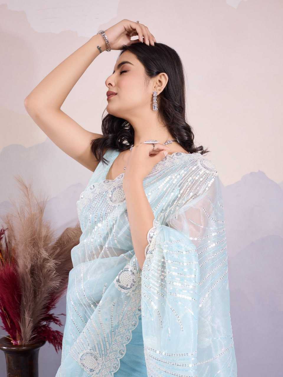 YNF SOFT NET RIN188 Kohinoor1 SAREES WHOLESALE SEQUENCE EMBROIDERED NET FESTIVE SAREES MANUFACTURER- Kapda Export