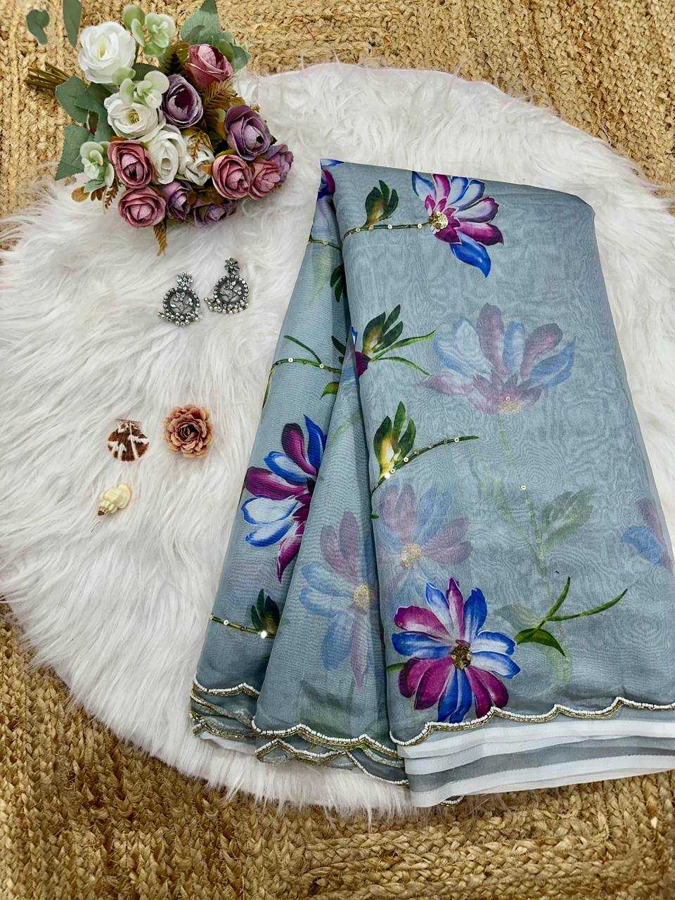 YNF TABBY SILK KESH250 RGF06 SAREES WHOLESALE PRINTED PRINTED HAND WORK SILK SAREES MANUFACTURER- Kapda Export