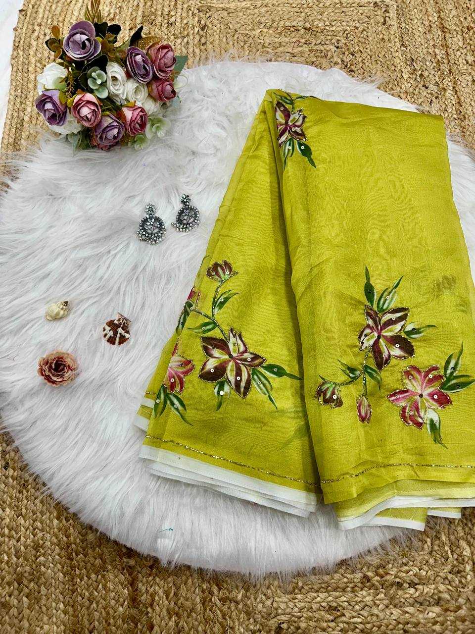 YNF TABBY SILK KESH250 RGF06 SAREES WHOLESALE PRINTED PRINTED HAND WORK SILK SAREES MANUFACTURER- Kapda Export