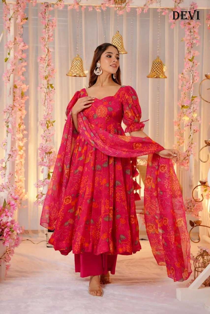 YNF TABBY SILK RIN131 DEVI V~6 GOWNS WHOLESALE PRINTED FANCY ANARAKLI SILK GOWNS MANUFACTURER- Kapda Export