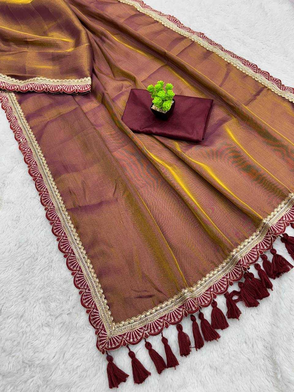 YNF TISSUE SILK KESH162 VRT105 SAREES WHOLESALE LADIES TISSUE SILK LACE BORDER SAREES MANUFACTURER- Kapda Export