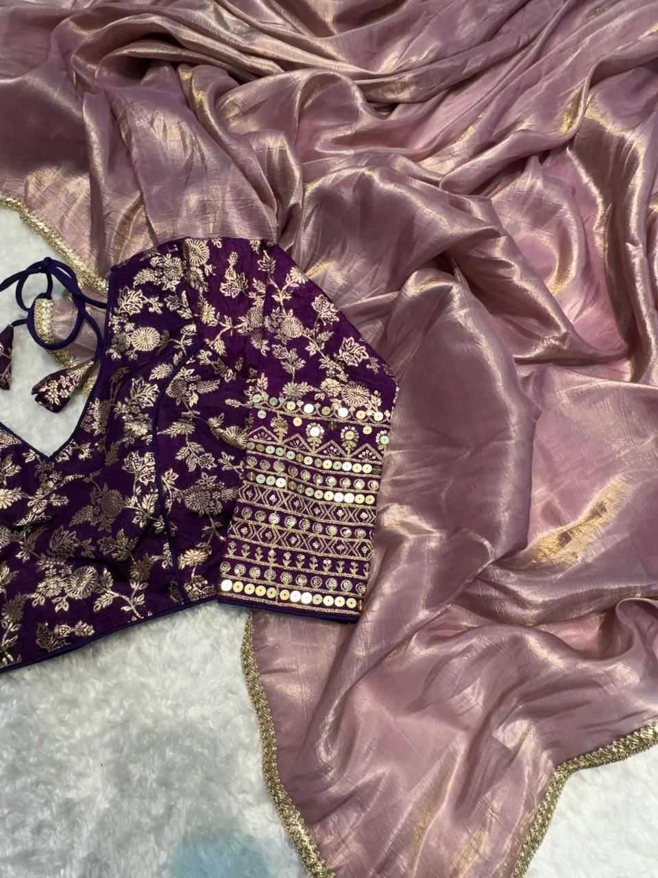 YNF TISSUE SILK KESH195 KRF32 SAREES WHOLESALE PARTY WEAR TISSUE SILK LACE BORDER SAREES MANUFACTURER- Kapda Export