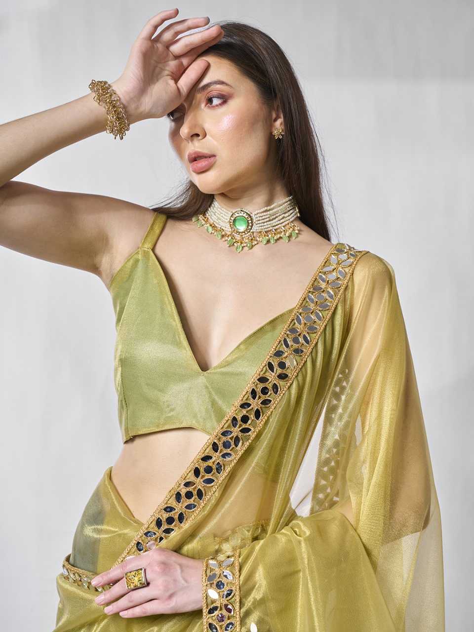 YNF TISSUE SILK KESH235 TISSUE SAREES WHOLESALE PARTY WEAR NET TISSUE SILK PAIN SAREES MANUFACTURER- Kapda Export