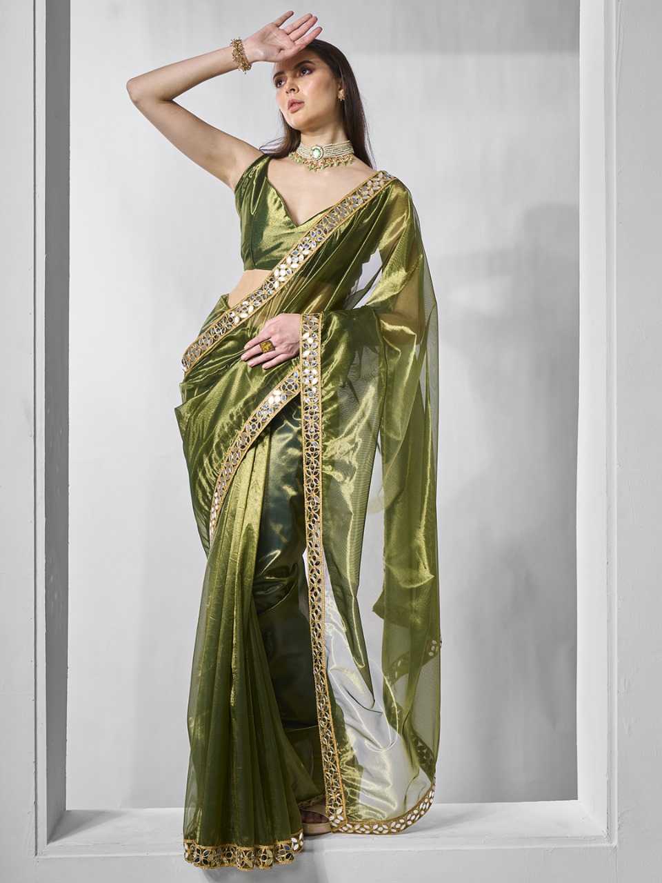 YNF TISSUE SILK KESH235 TISSUE SAREES WHOLESALE PARTY WEAR NET TISSUE SILK PAIN SAREES MANUFACTURER- Kapda Export