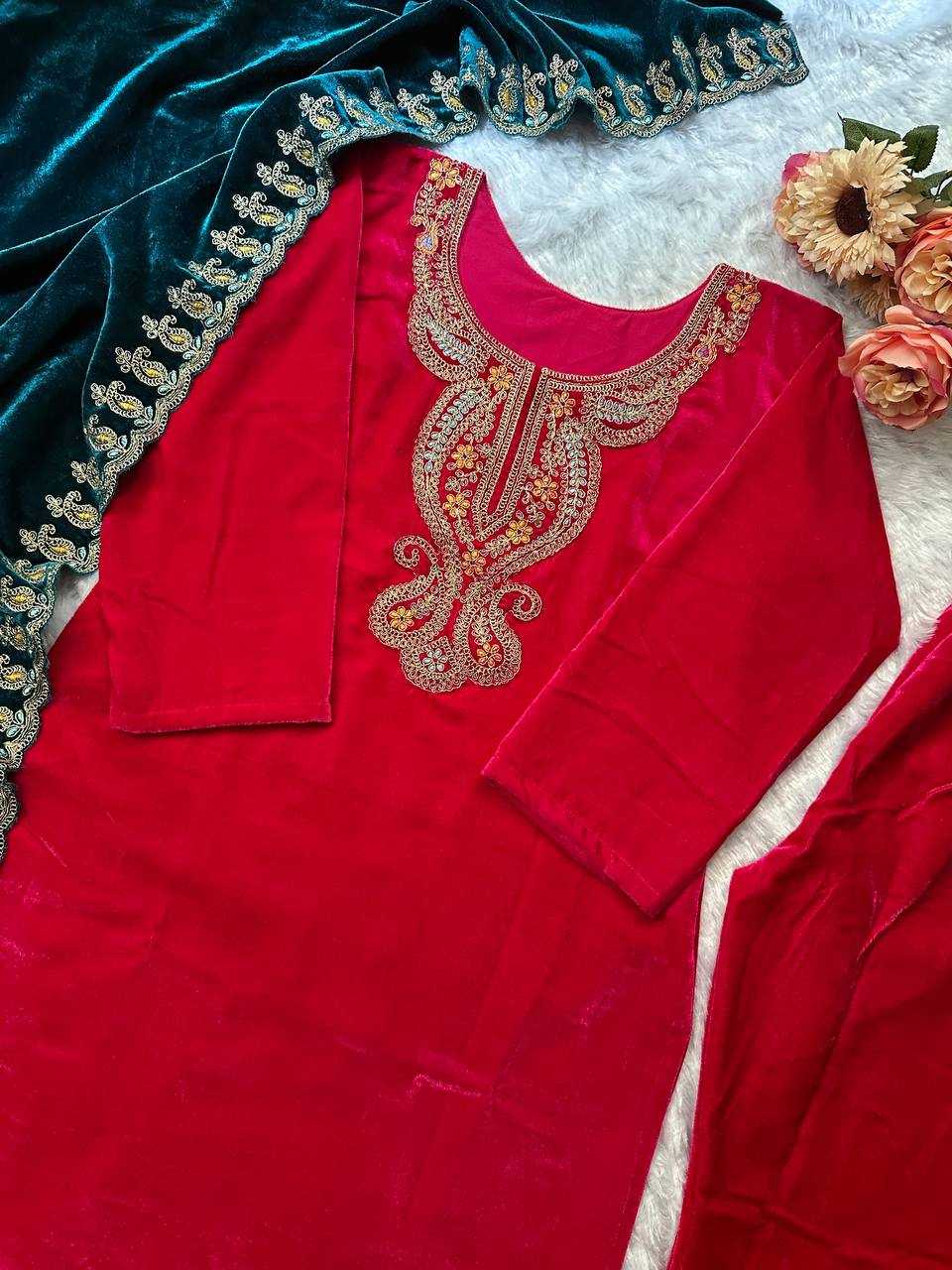 YNF VELEVT KESH147 234 SUITS & DRESSES WHOLESALE VELVET PARTY WEAR EMBROIDERY SUITS MANUFACTURE- Kapda Export