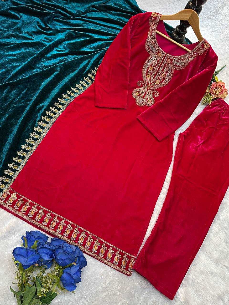 YNF VELEVT KESH147 234 SUITS & DRESSES WHOLESALE VELVET PARTY WEAR EMBROIDERY SUITS MANUFACTURE- Kapda Export